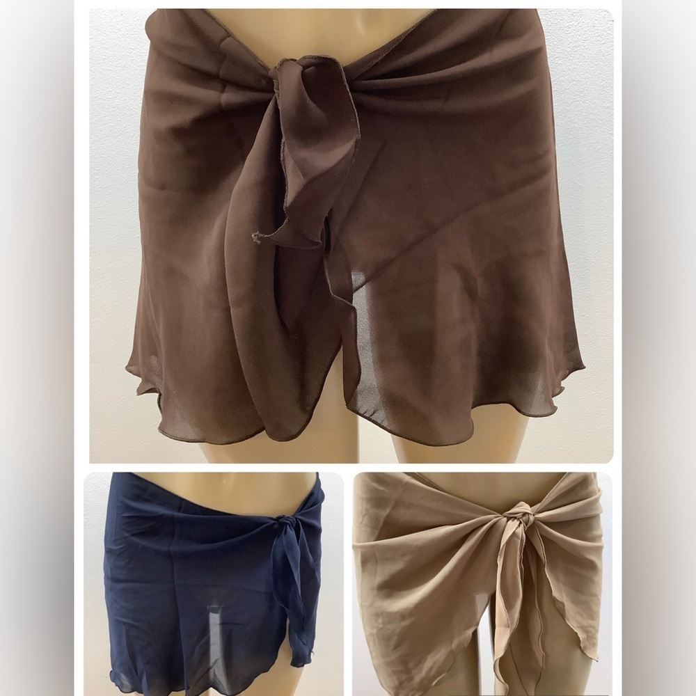 Zuliana Blue, Tan and Black Tie - Three Sarong Bundle. Made In USA.